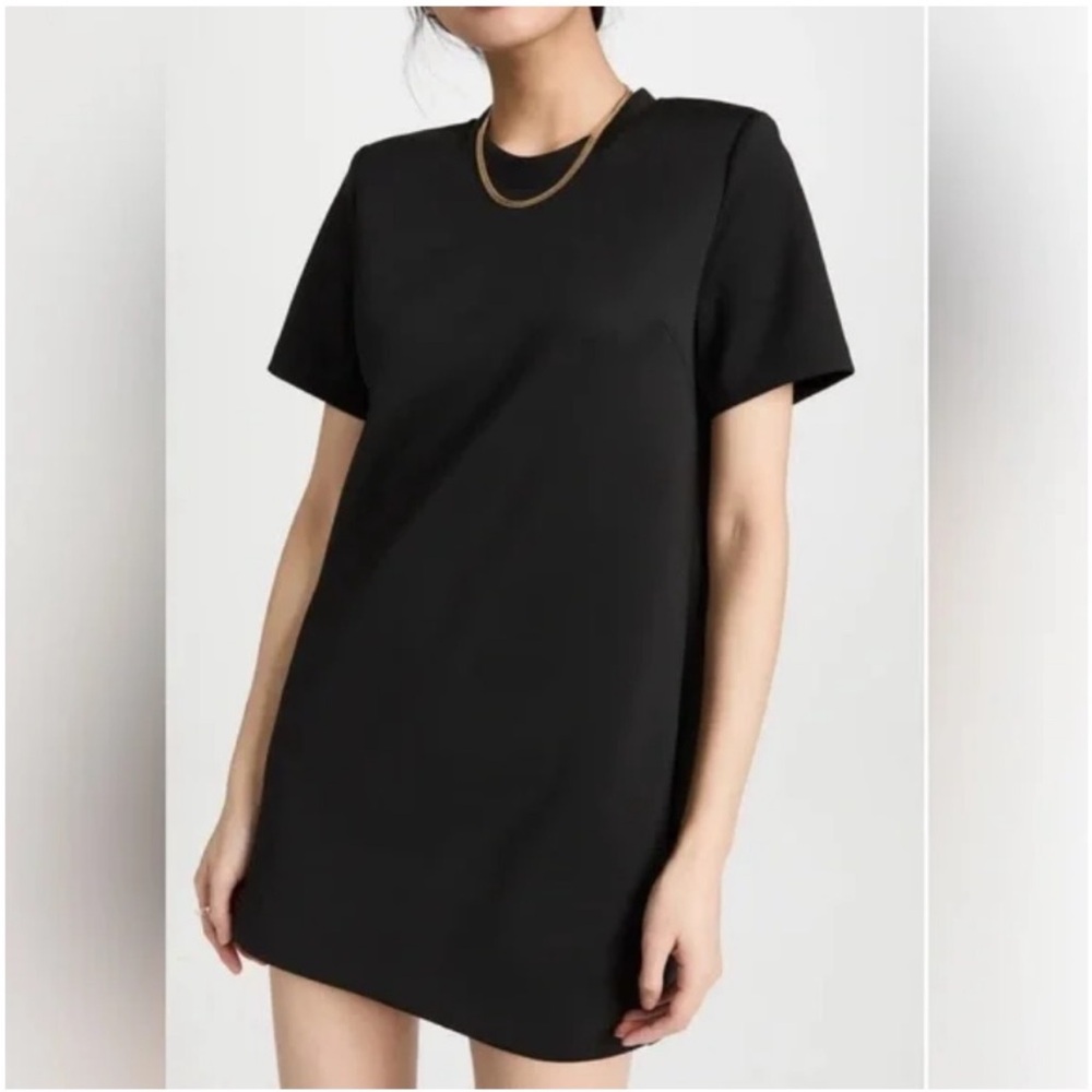Good American Black Mini Short Sleeve Scuba Dress